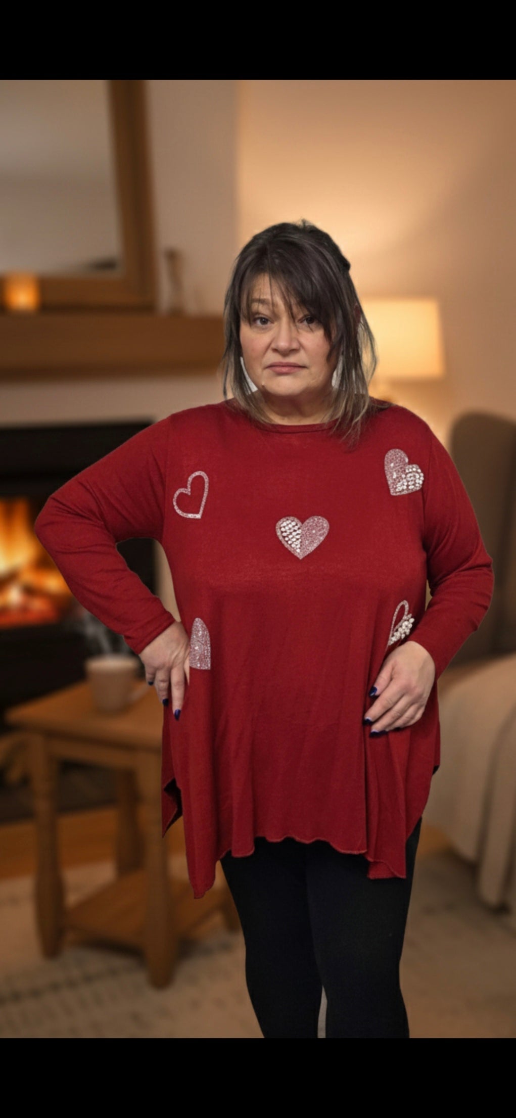 Tunic One size Shiny stones and Pearls on hearts (price for one piece)