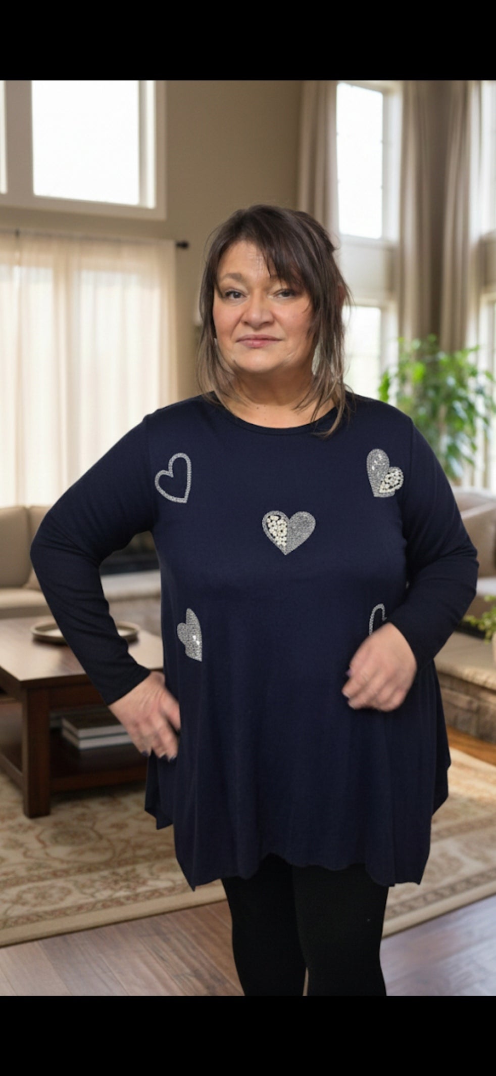 Tunic One size Shiny stones and Pearls on hearts (price for one piece)