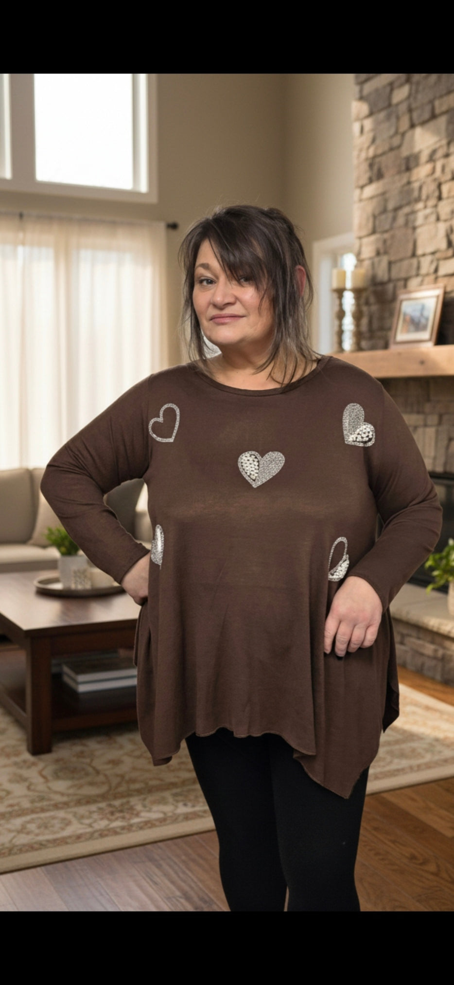 Tunic One size Shiny stones and Pearls on hearts (price for one piece)