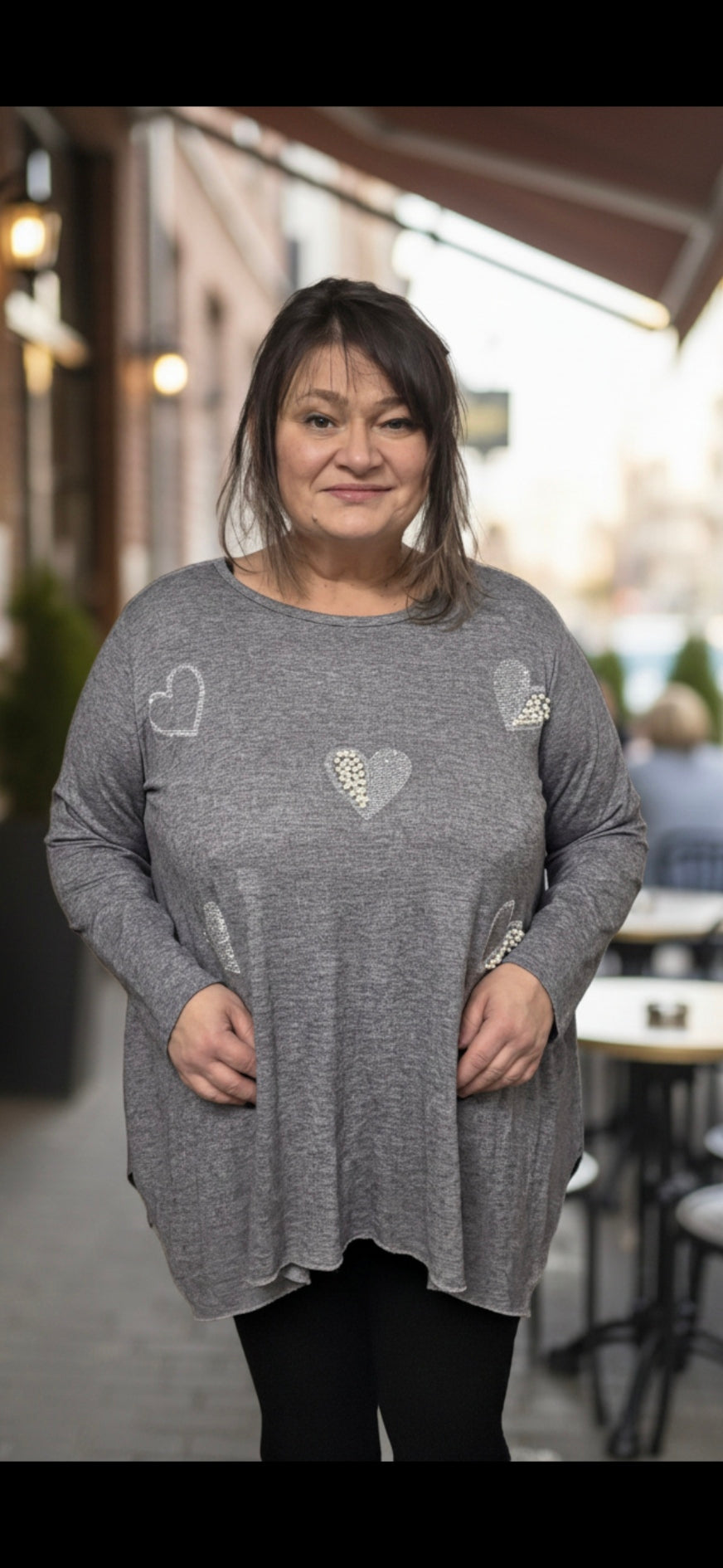 Tunic One size Shiny stones and Pearls on hearts (price for one piece)