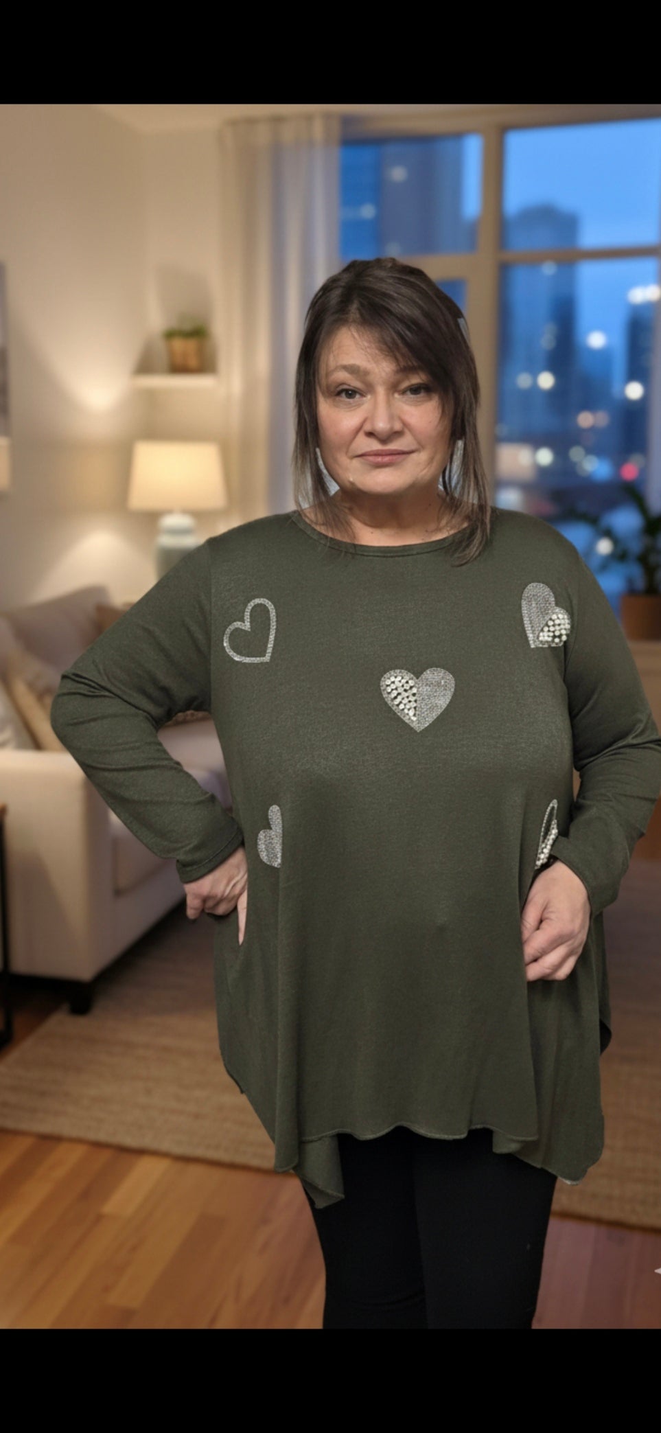 Tunic One size Shiny stones and Pearls on hearts (price for one piece)