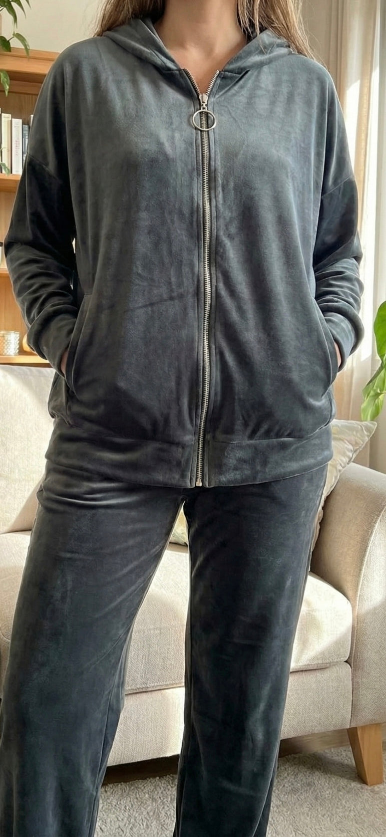 Hoodie tracksuit velour